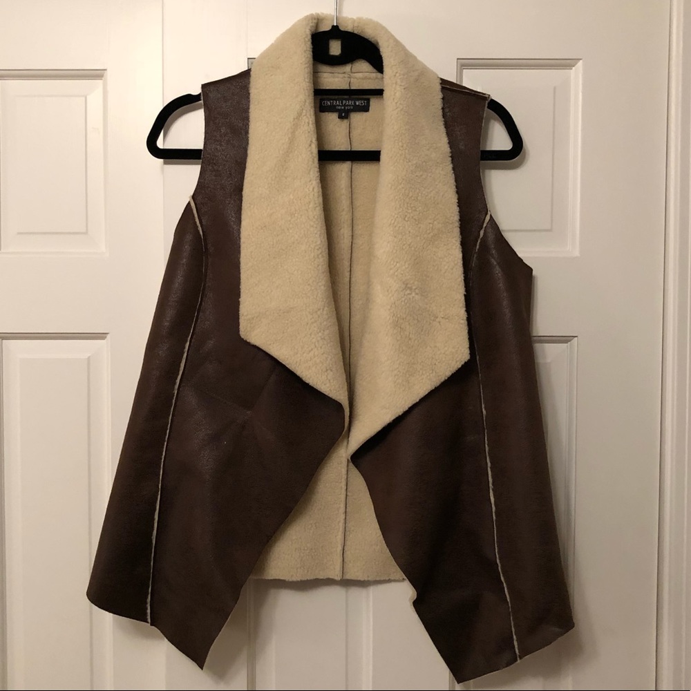 Central Park West Faux Fur & Leather Vest
